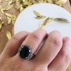 bague art deco argent 925 onyx marcassites marque La Metrop Compagnie
