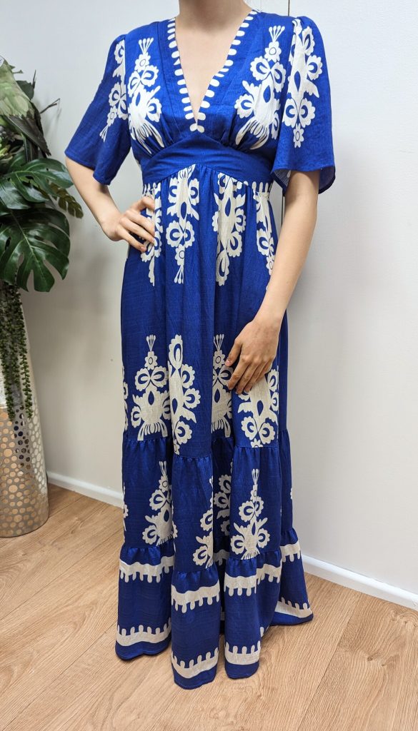 robe longue estella bleu imprime marque ycoo