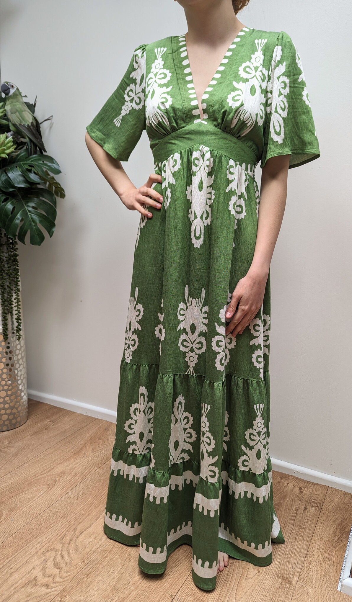 robe longue estella vert imprime marque ycoo