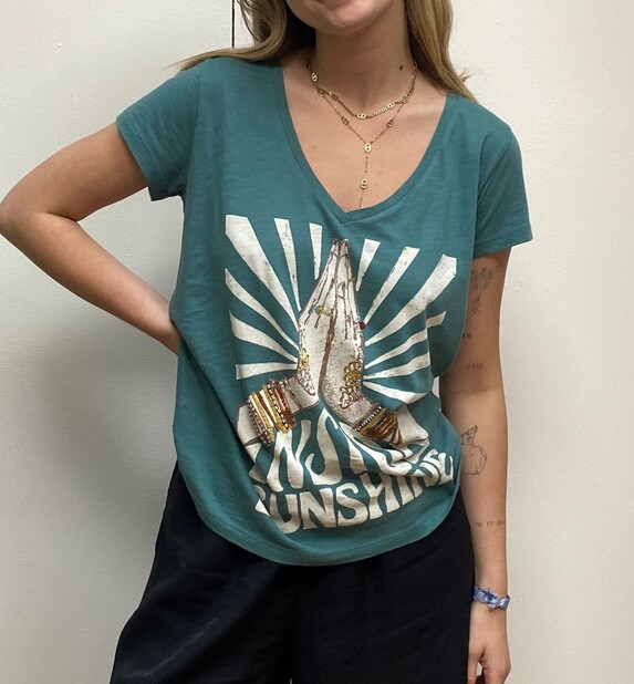 T-shirt Bohem Ocean turquoise marque leon and harper coton biologique