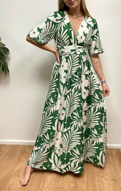 robe longue Jane imprime vert marque ycoo