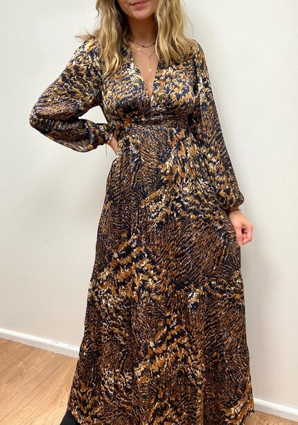 robe longue sarah imprime leopard boheme marque ycoo.