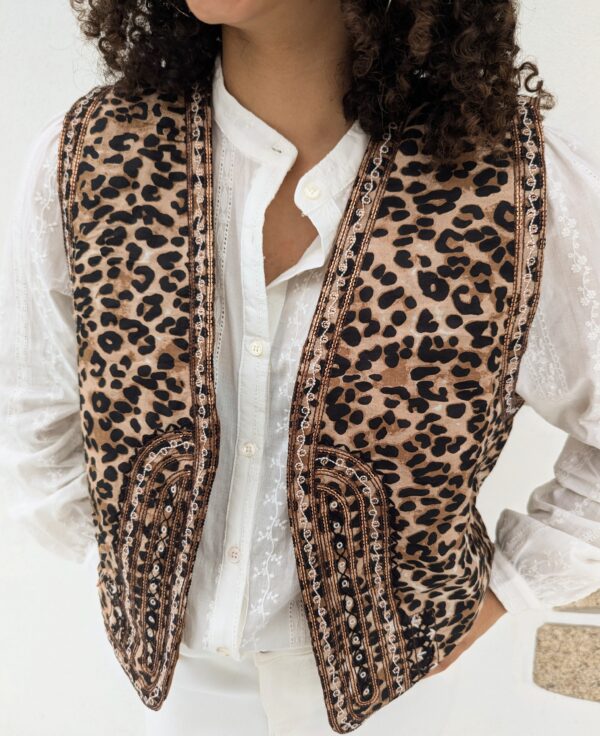 veste gilet salomma marque an'ge imprime leopard