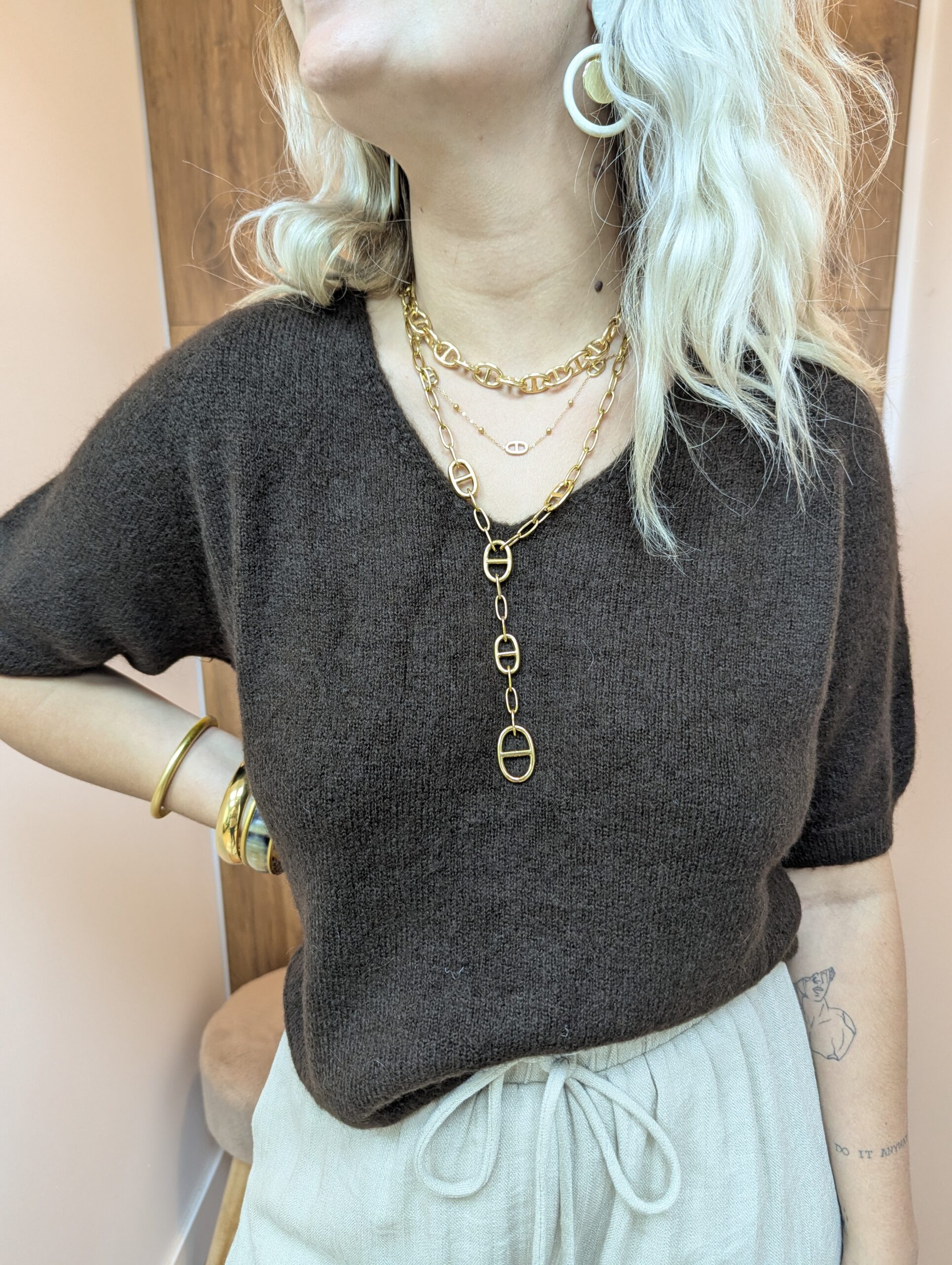 pull manches 3/4 couleur choco marque Ycoo