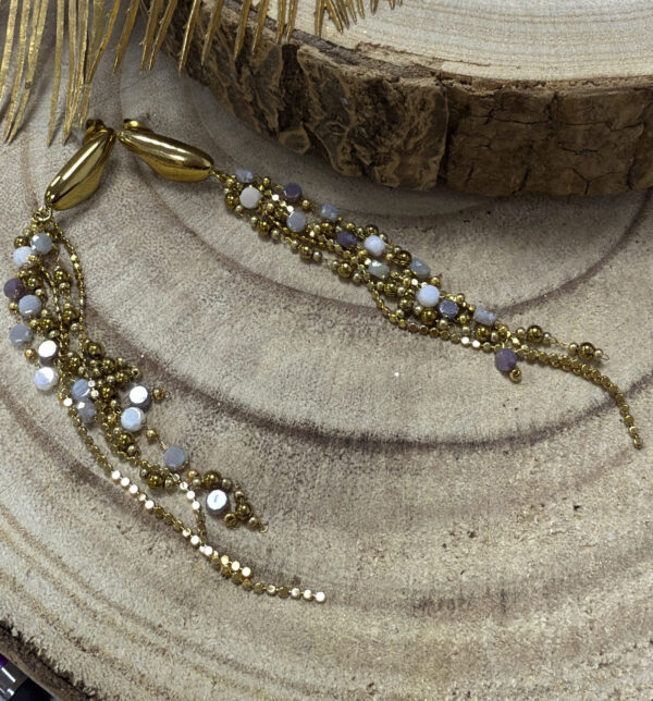 Boucles d'oreilles pendantes Mia Dorées en Nacre