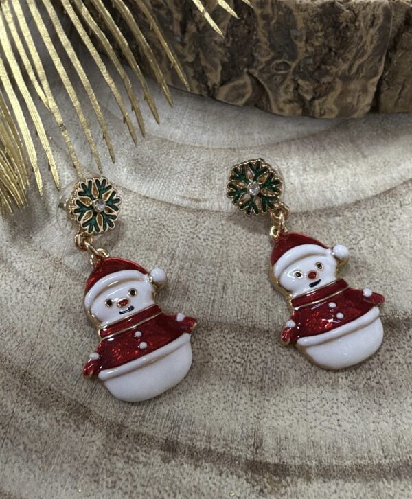Boucles d'oreilles Dorées Nora Bonhomme de neige
