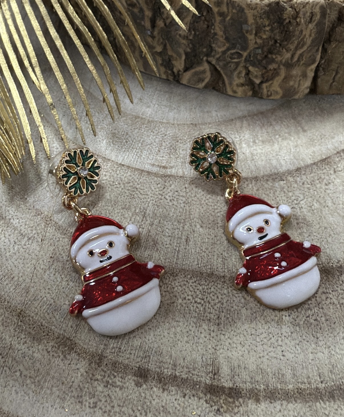 Boucles d'oreilles Dorées Nora Bonhomme de neige