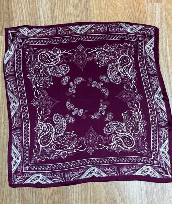 Carré de soie Alice imprimé bandana bordeaux
