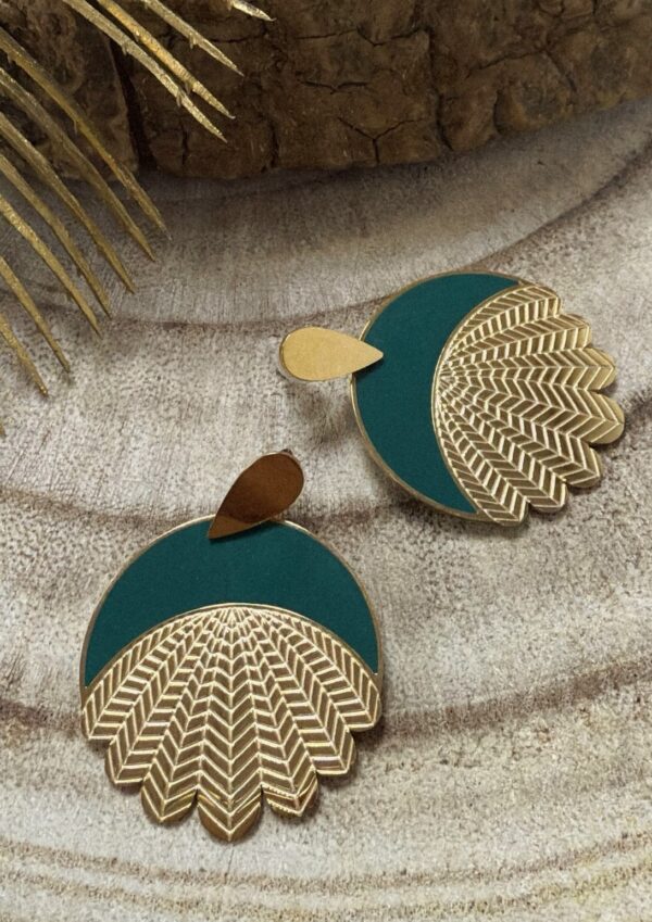 boucles d'oreilles vert acier inoxydable doré à l'or fin marque OMACOO