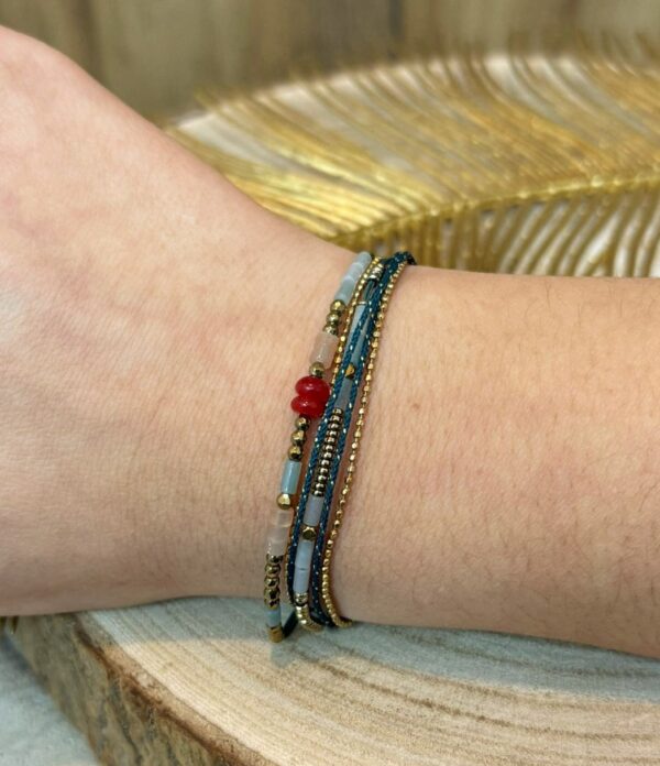Bracelet multi-rangs pierres naturelles marque omacoo amazonite
