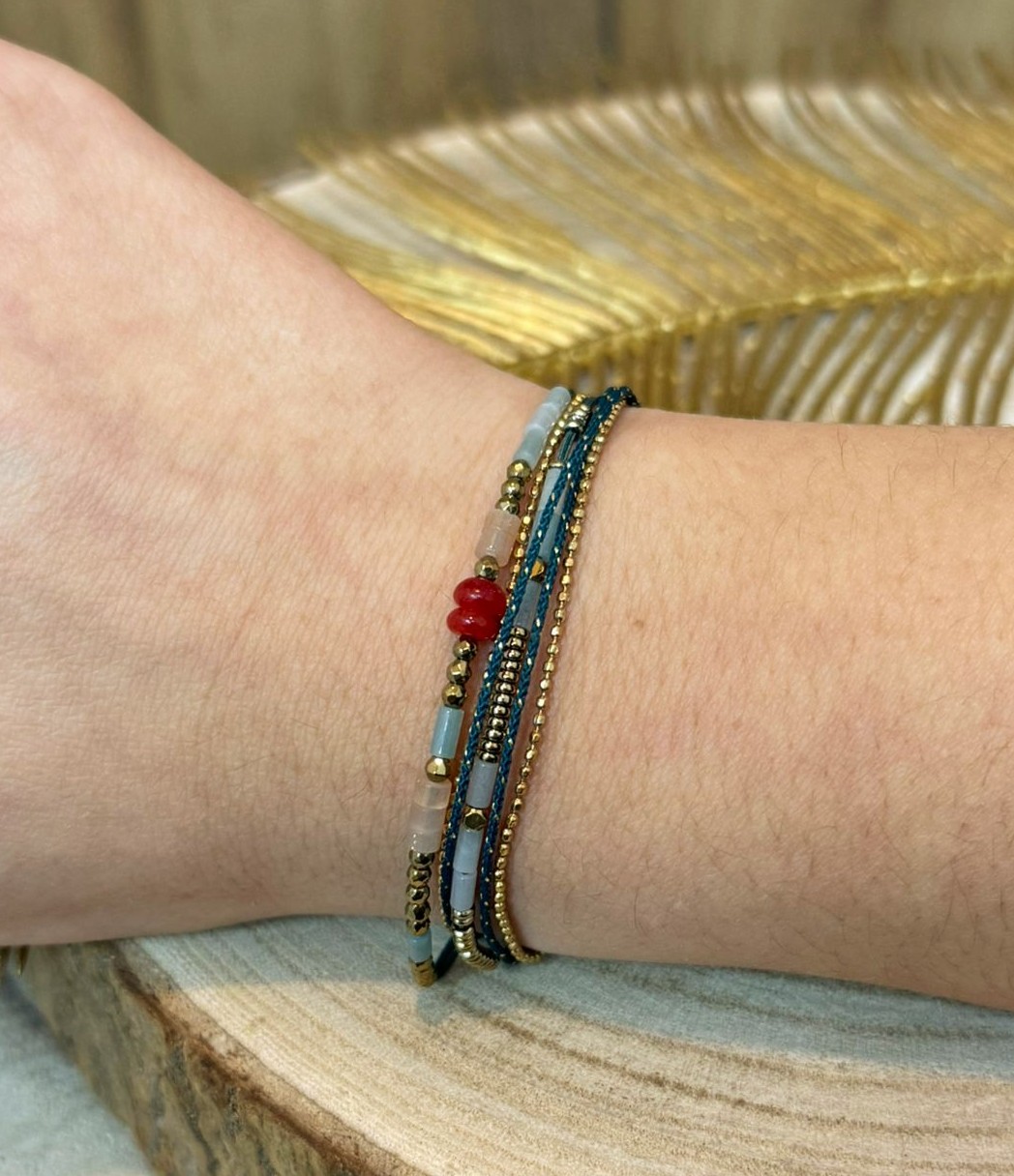 Bracelet multi-rangs pierres naturelles marque omacoo amazonite