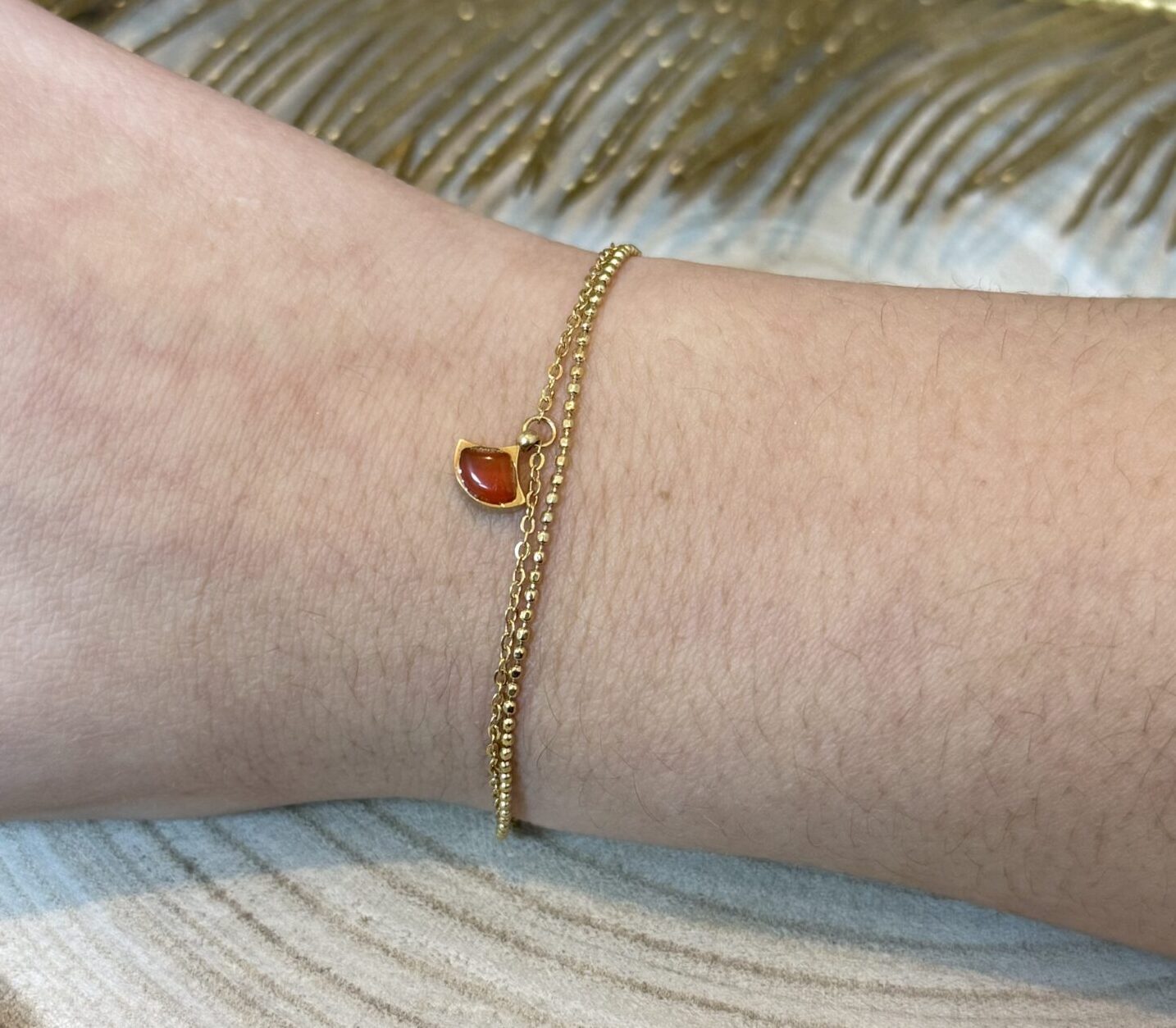 Bracelet multi-rangs jinko pierres naturelles marque omacoo cornaline