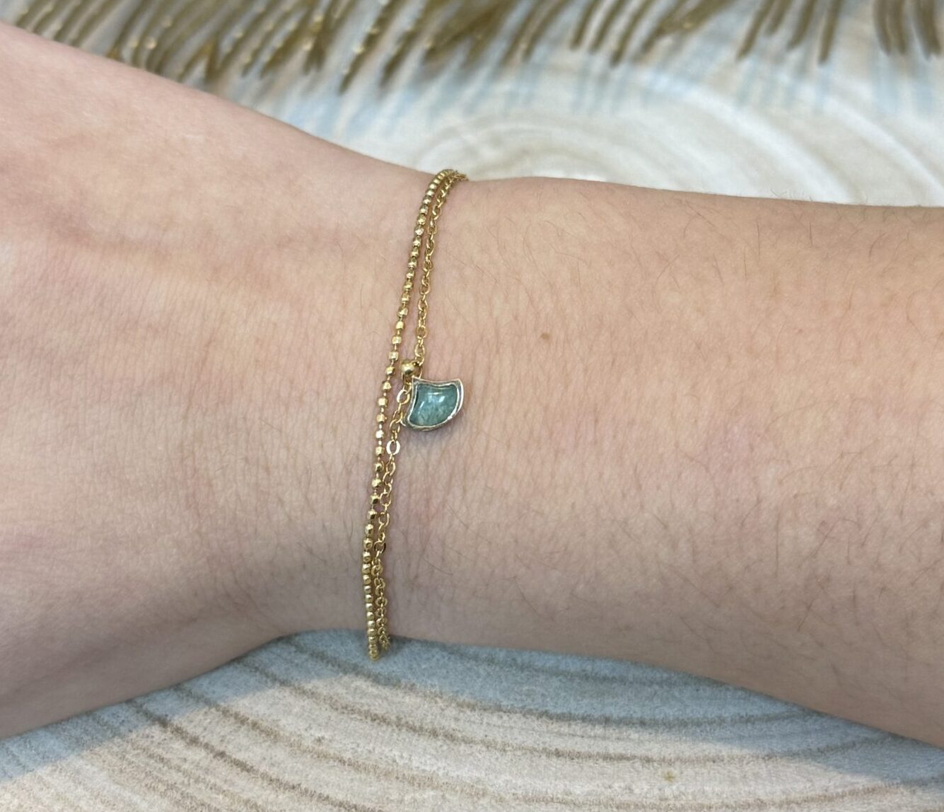 Bracelet multi-rangs jinko pierres naturelles marque omacoo vert