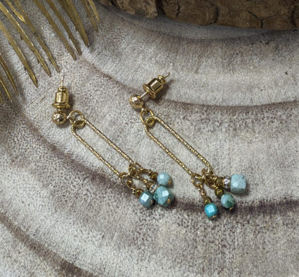 Boucles d'oreilles pendantes Diana Vertes en Amazonite