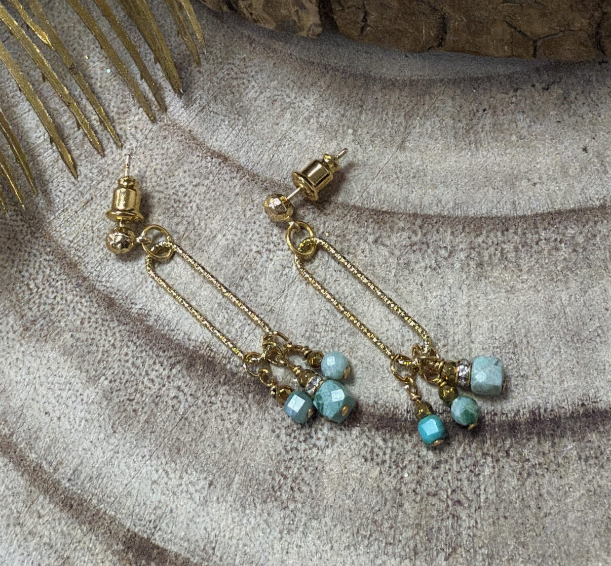 Boucles d'oreilles pendantes Diana Vertes en Amazonite