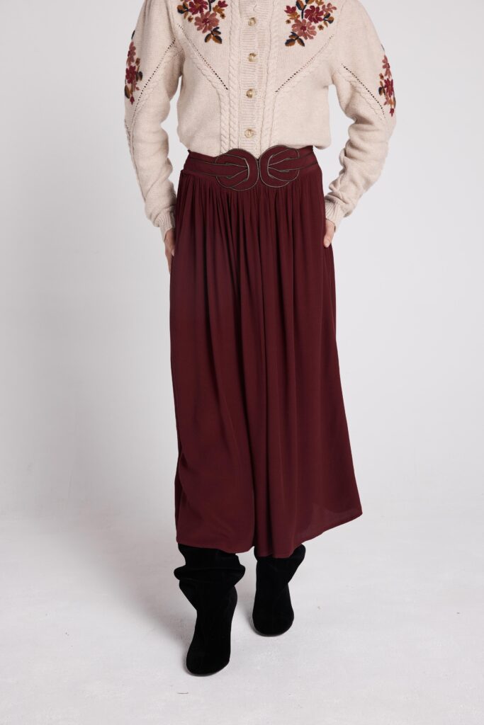 Jupe longue Feroe bordeaux marque Louizon paris