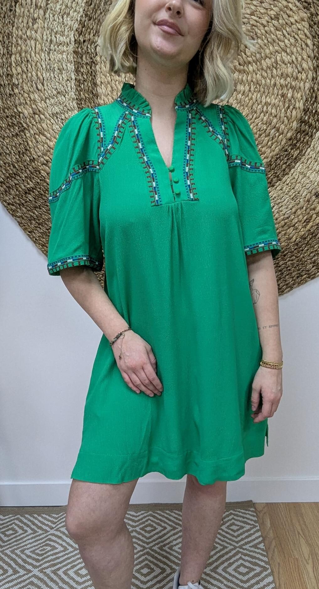 robe courte rita couleur vert marque orfeo